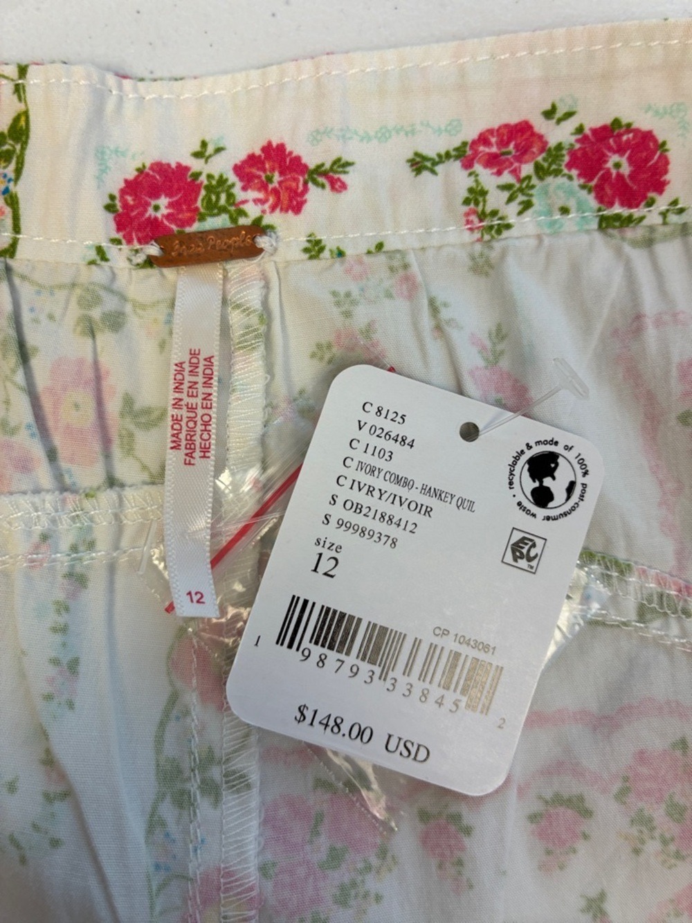 Free People White Floral High-Waist Lace Trim Shorts - Picture 4 of 9